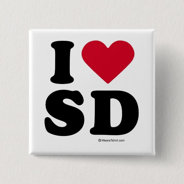 SAN DIEGO - "I LOVE SD" "I LOVE SAN DIEGO" 15 CM SQUARE BADGE (Front)