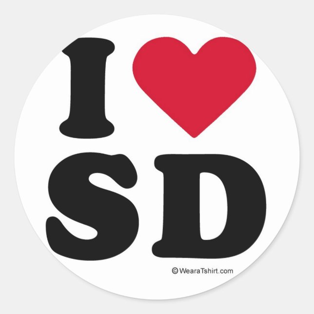 SAN DIEGO - "I LOVE SD" "I LOVE SAN DIEGO" CLASSIC ROUND STICKER (Front)
