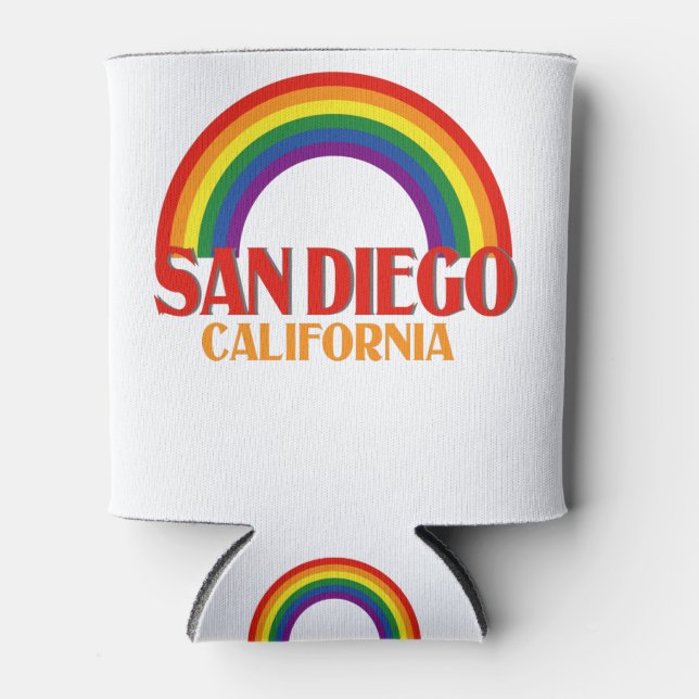 San Diego LGBT Day Rainbow Flag Pride Calofornia Can Cooler (Front)