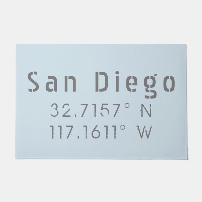 San Diego longitude and latitude Doormat (Front)