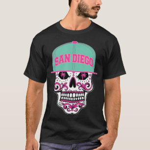San Diego Mexican Sugar Skull Mint Green Pink Sd C T-Shirt
