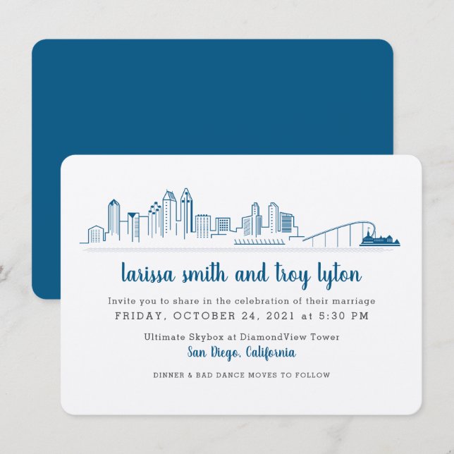 San Diego Modern City Wedding Invitation (Front/Back)