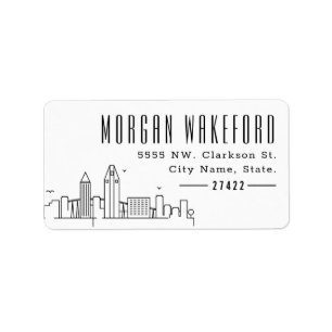 San Diego Modern Deco Skyline Large Label