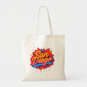 San Diego Neon Street Art – Colorful Retro Script Tote Bag