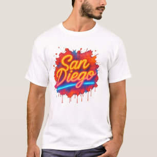 San Diego Neon Street Art – Colourful Retro Script T-Shirt