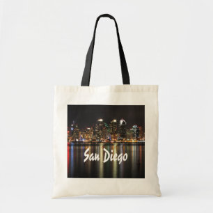 San Diego night skyline city view Tote Bag