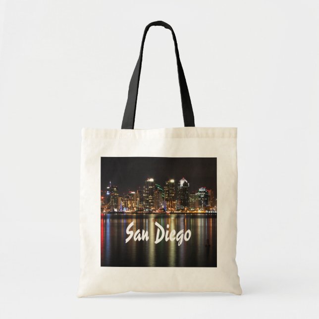 San Diego night skyline city view Tote Bag (Front)