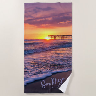 San Diego Pacific Beach Pier Sunset Towel