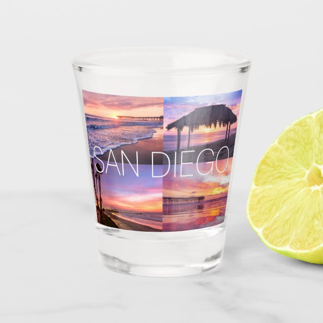 San Diego Pacific Beach Windansea Ocean Sunset Shot Glass (Front)