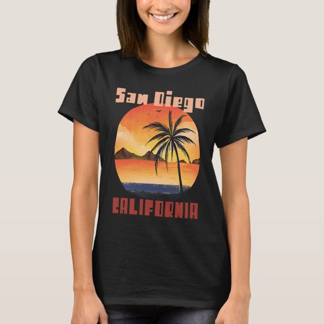 San Diego Palm trees California Vacation Beach Oce T-Shirt (Front)