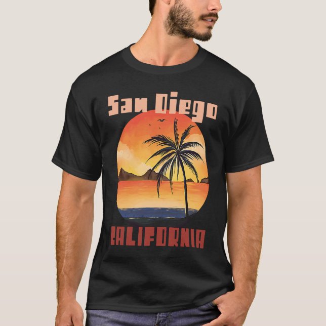 San Diego Palm trees California Vacation Beach Oce T-Shirt (Front)