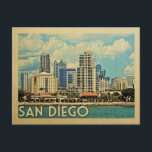 San Diego Postcard Skyline California Vintage<br><div class="desc">San Diego California design in Vintage Travel style featuring a city view skyline with harbour in the foreground.</div>