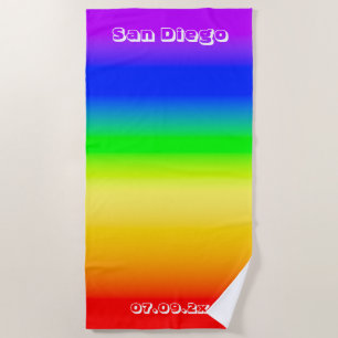 San Diego Pride LGBT Rainbow Flag Ombre Stripes Beach Towel