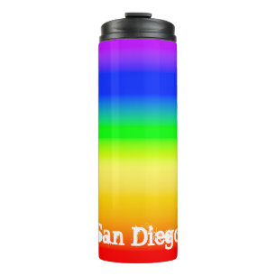 San Diego Pride LGBT Rainbow Ombre Stripes Thermal Tumbler