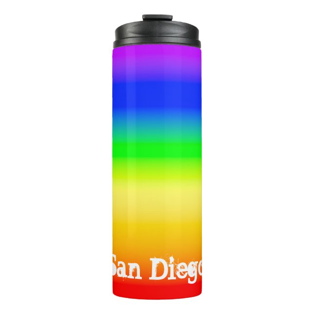 San Diego Pride LGBT Rainbow Ombre Stripes Thermal Tumbler (Front)