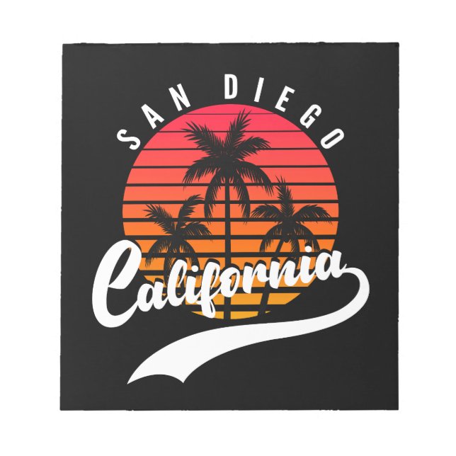 San Diego Retro Sunset Notepad (Front)