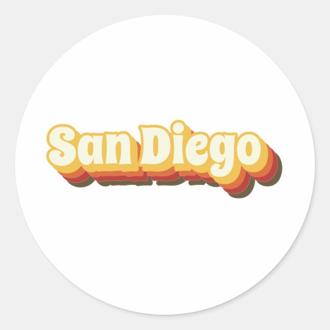 San Diego Retro Vintage Text Classic Round Sticker (Front)