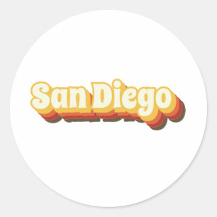 San Diego Retro Vintage Text Classic Round Sticker