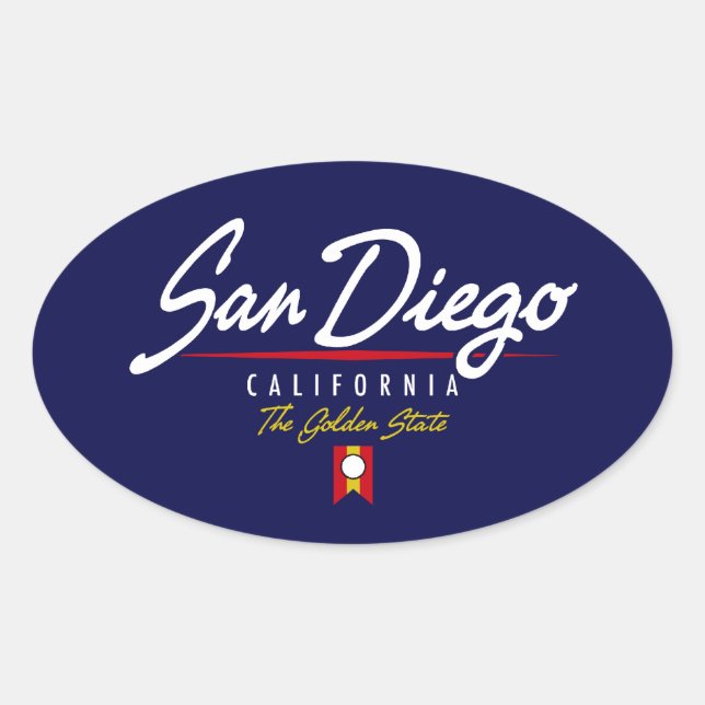 San Diego Script Oval Sticker (Front)