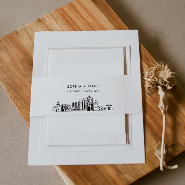 San Diego Skyline Belly Band, 2"x11.5" Invitation Belly Band (Creator Uploaded)