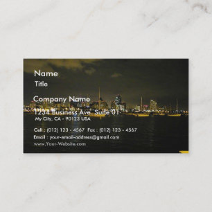 San Diego Skyline Buildings Water Sailboats Nightt Business Card