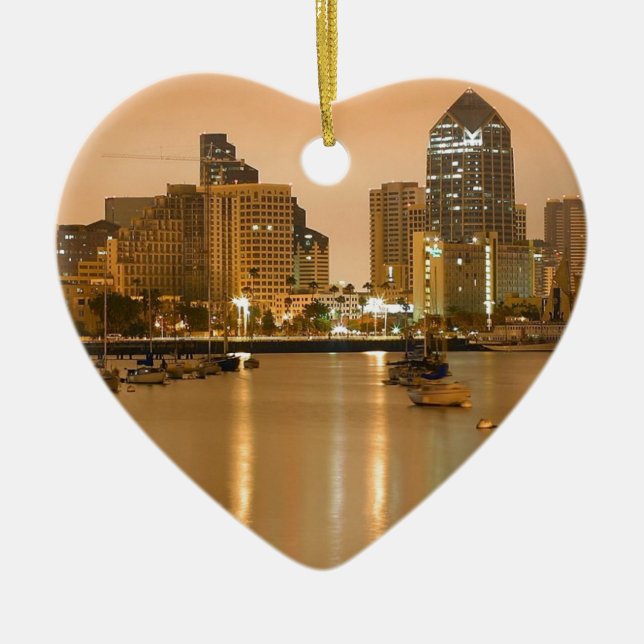 San Diego skyline Ceramic Tree Decoration (Front)