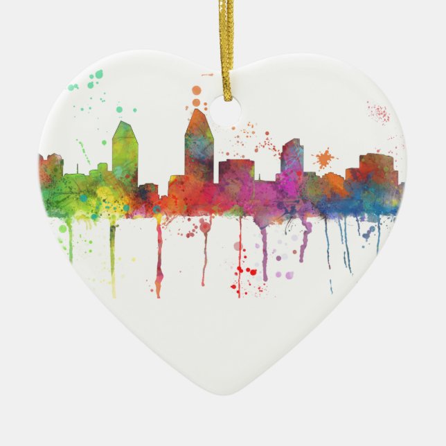 SAN DIEGO SKYLINE CERAMIC TREE DECORATION (Front)