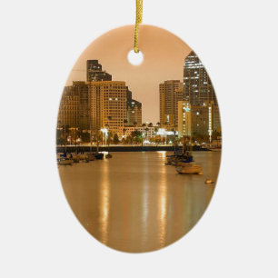 San Diego skyline Ceramic Tree Decoration