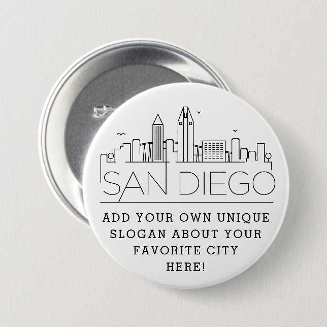 San Diego Skyline | Custom Slogan Button (Front & Back)