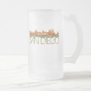 San Diego Skyline Design Frosted Glass Beer Mug