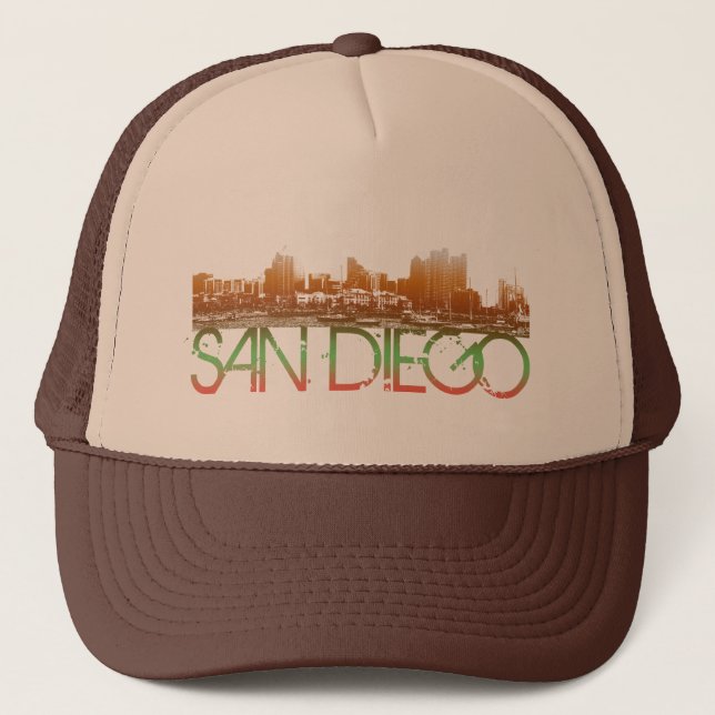 San Diego Skyline Design Trucker Hat (Front)