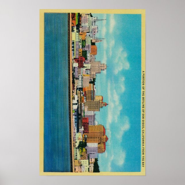 San Diego Skyline from the BaySan Diego, CA Poster (Front)