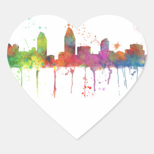 SAN DIEGO SKYLINE HEART STICKER