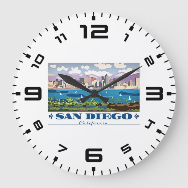 San Diego Skyline Large Clock (Front)