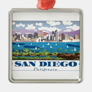San Diego Skyline Metal Tree Decoration