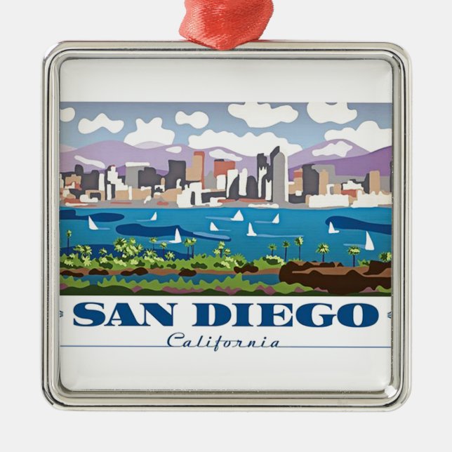 San Diego Skyline Metal Tree Decoration (Front)