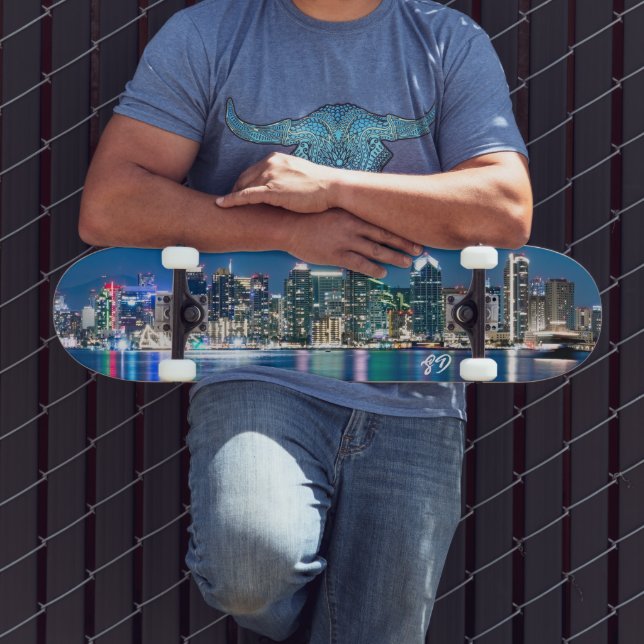 San Diego Skyline Monogrammed Skateboard (Outdoor 3)