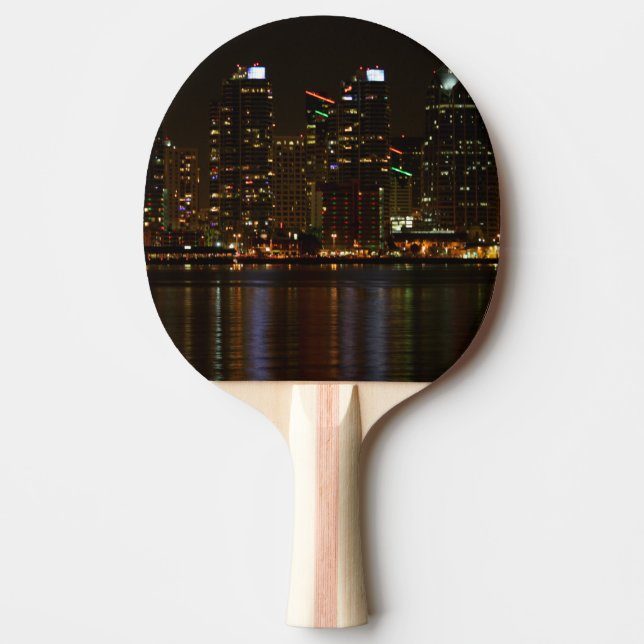 San Diego Skyline Night Ping Pong Paddle (Front)