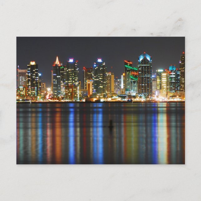 San Diego Skyline @ Night Postcard (Front)