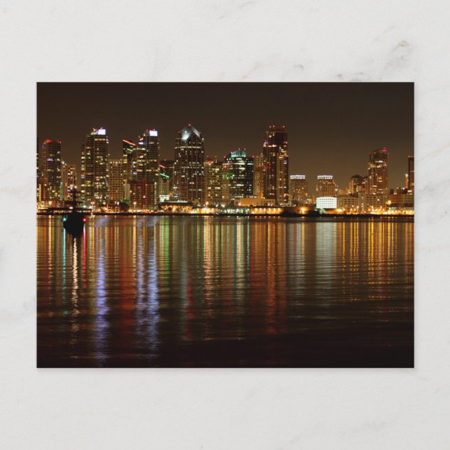 San Diego Skyline Night Postcard (Front)