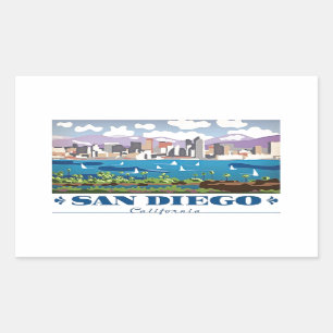 San Diego Skyline Rectangular Sticker