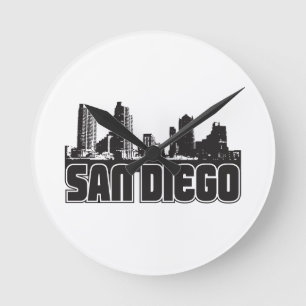 San Diego Skyline Round Clock