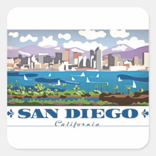 San Diego Skyline Square Sticker