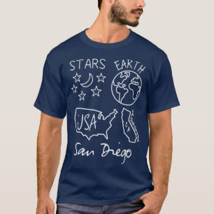 San Diego Stars Earth USA California White Text an T-Shirt