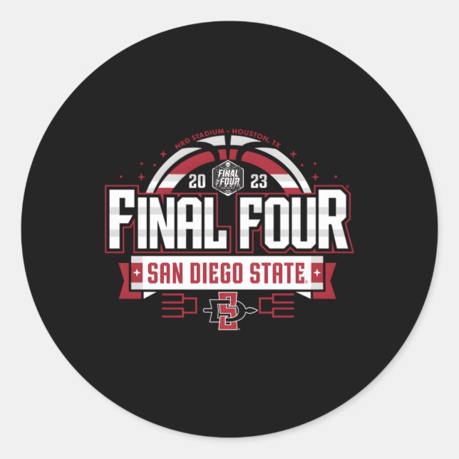San Diego State Aztecs Final Four 2023 Basketball  Classic Round Sticker (Front)