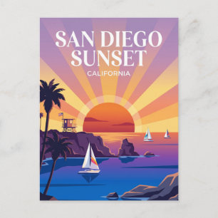 San Diego Sunset California Postcard