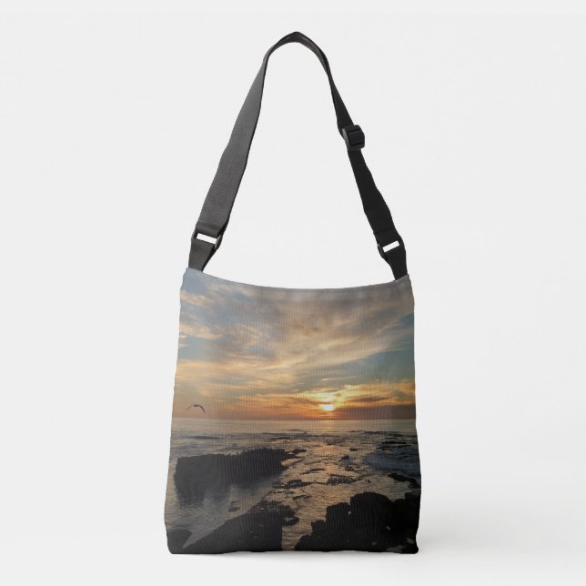 San Diego Sunset I California Seascape Crossbody Bag (Front)