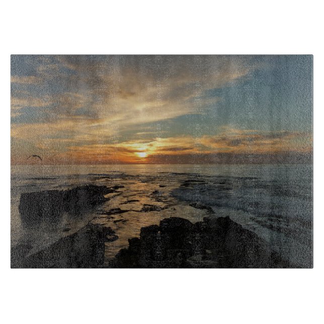 San Diego Sunset I California Seascape Cutting Board (Front)