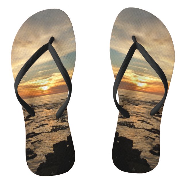 San Diego Sunset I California Seascape Flip Flops (Footbed)