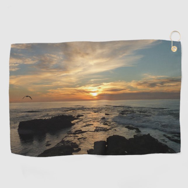 San Diego Sunset I California Seascape Golf Towel (Horizontal)